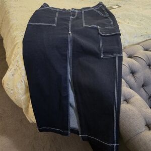 True Religion Indigo Denim Maxi Skirt